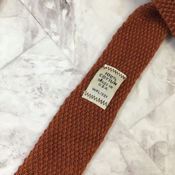 Square tip knit necktie, 100% Cotton Knit Tie - Picture 3 of 6